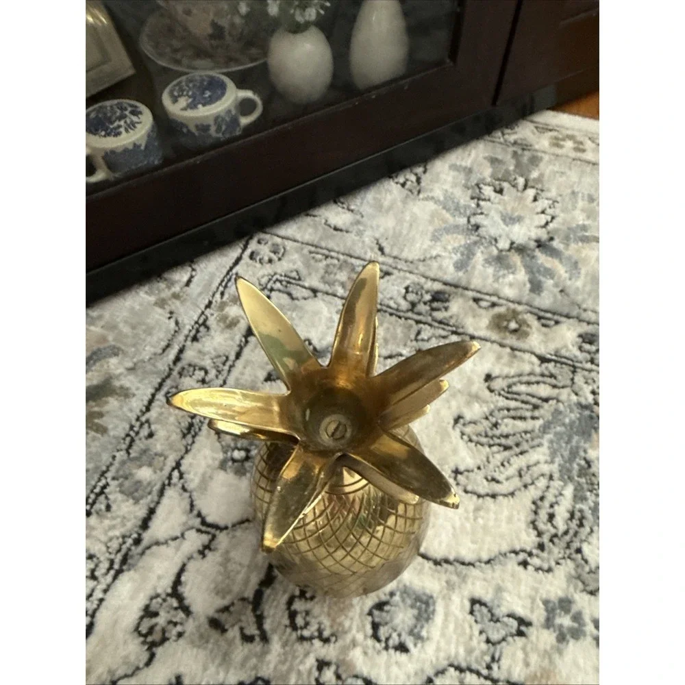 Vintage Brass Gold Pineapple Container Trinket Jar Mid Century MCM 9.5